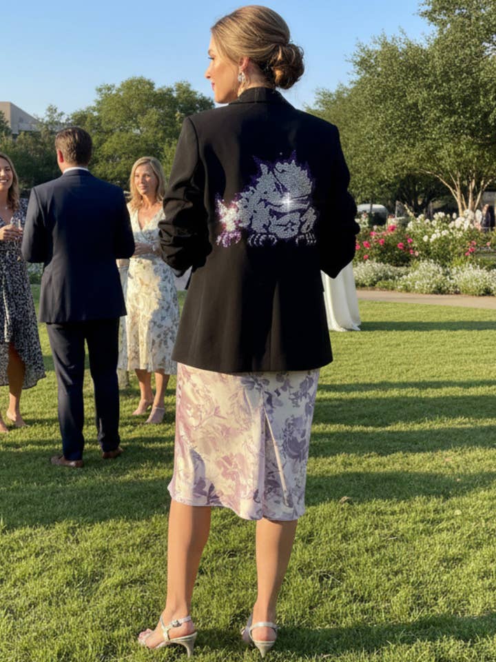 Blazer noir à manches froncées TCU Horned Frog pour la vente par Moving Forward Designs