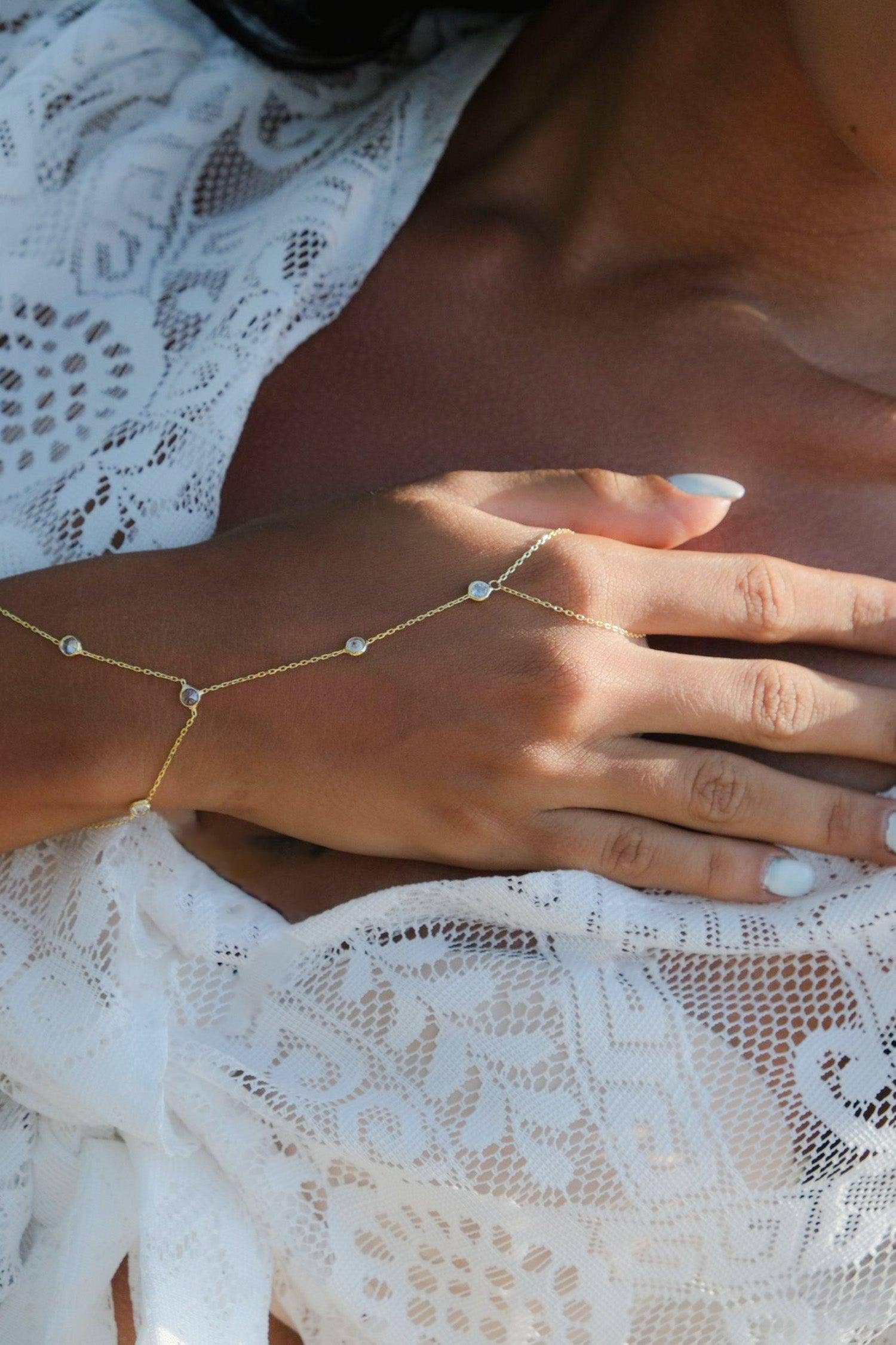 Selen Jewels - Wholesale Link & Chain Bracelet - Bezel Diamond Hand Chain1