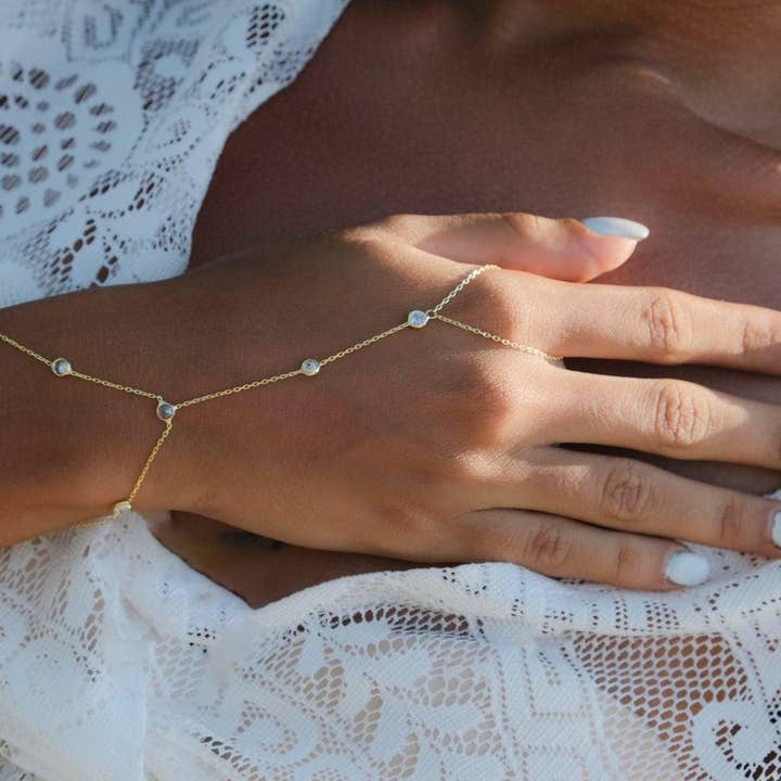 Selen Jewels – Pulseira de elo e corrente por atacado – Pulseira de Mão com Diamante em Bezel1