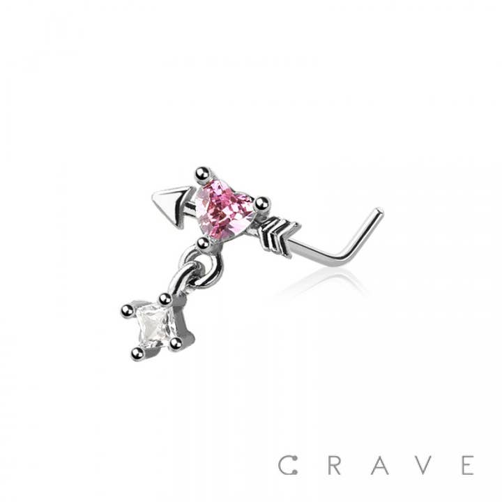 CRAVE – Großhandel Nasenring – L-FÖRMIGER NASENSTECKER ARROW HEART 316L AUS CHIRURGENSTAHL1