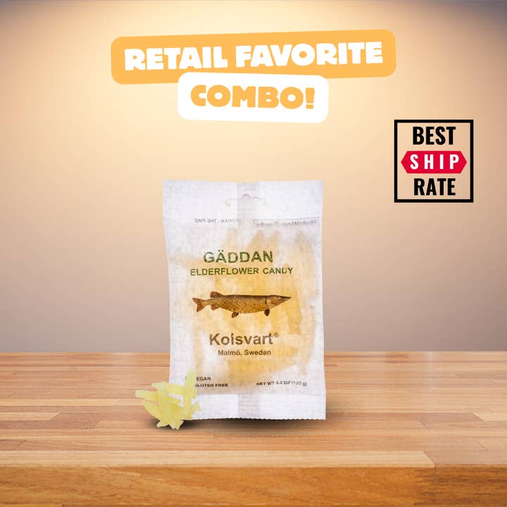 Casacella Foods - Vente Bonbons gélifiés - Kolsvart Lot de Poissons | 4 caisses. 1 caisse de chaque4