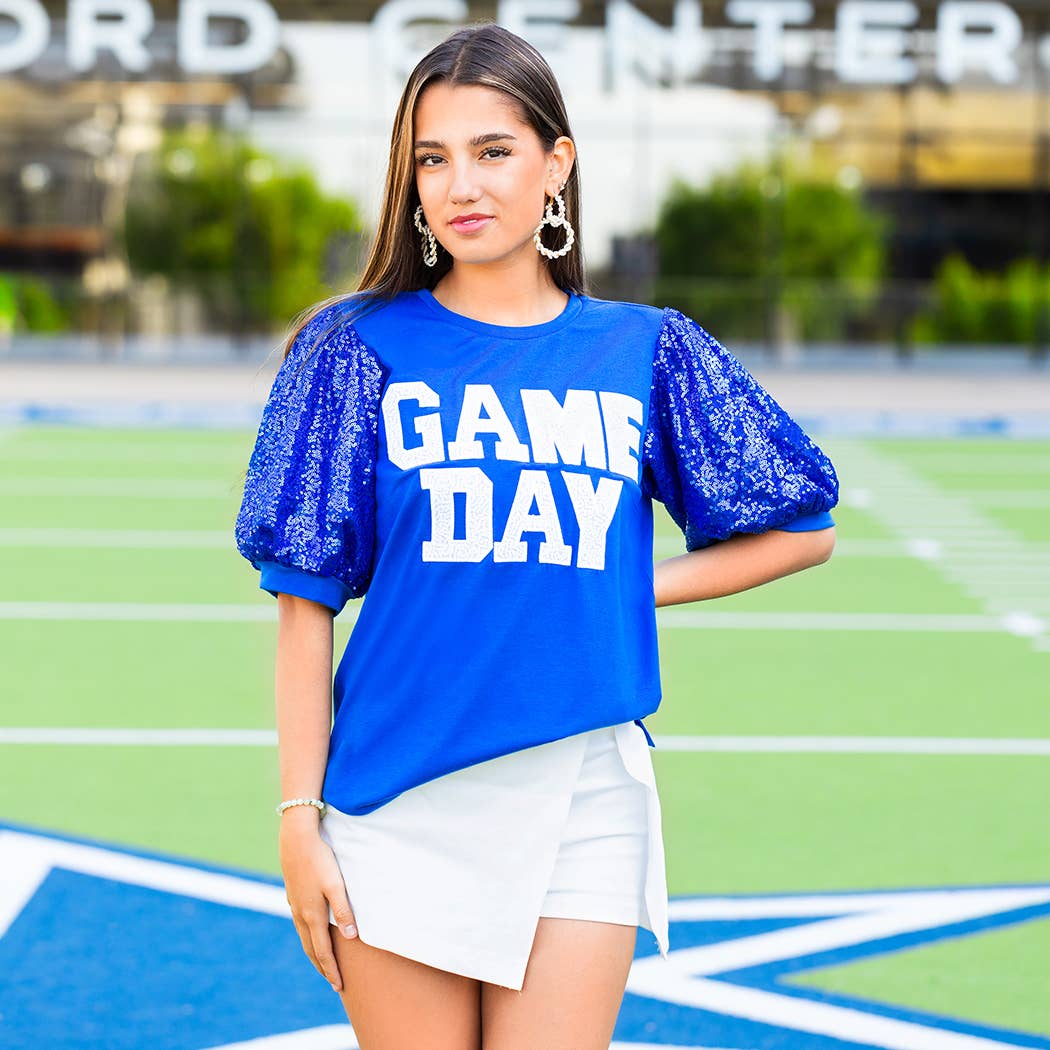 Your Fashion Wholesale – wholesale Blouse – Women’s – Game Day Sequin Bubble Sleeves Top2