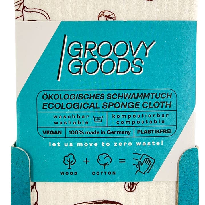 Ecological sponge cloth, coffee, 100% made in Germany for wholesale by Groovy Goods