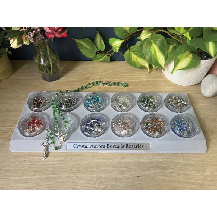 Crystal Aurora Borealis Rosaries Display Unit for wholesale by Abbey + CA Gift