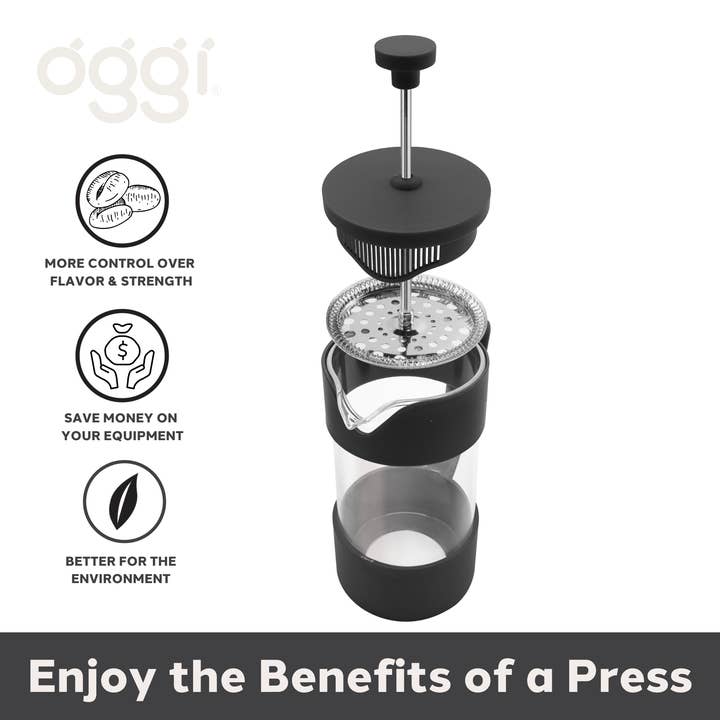Oggi – wholesale French press – 3 Cup French Press Coffee Maker (350 ml, 12 oz) Black