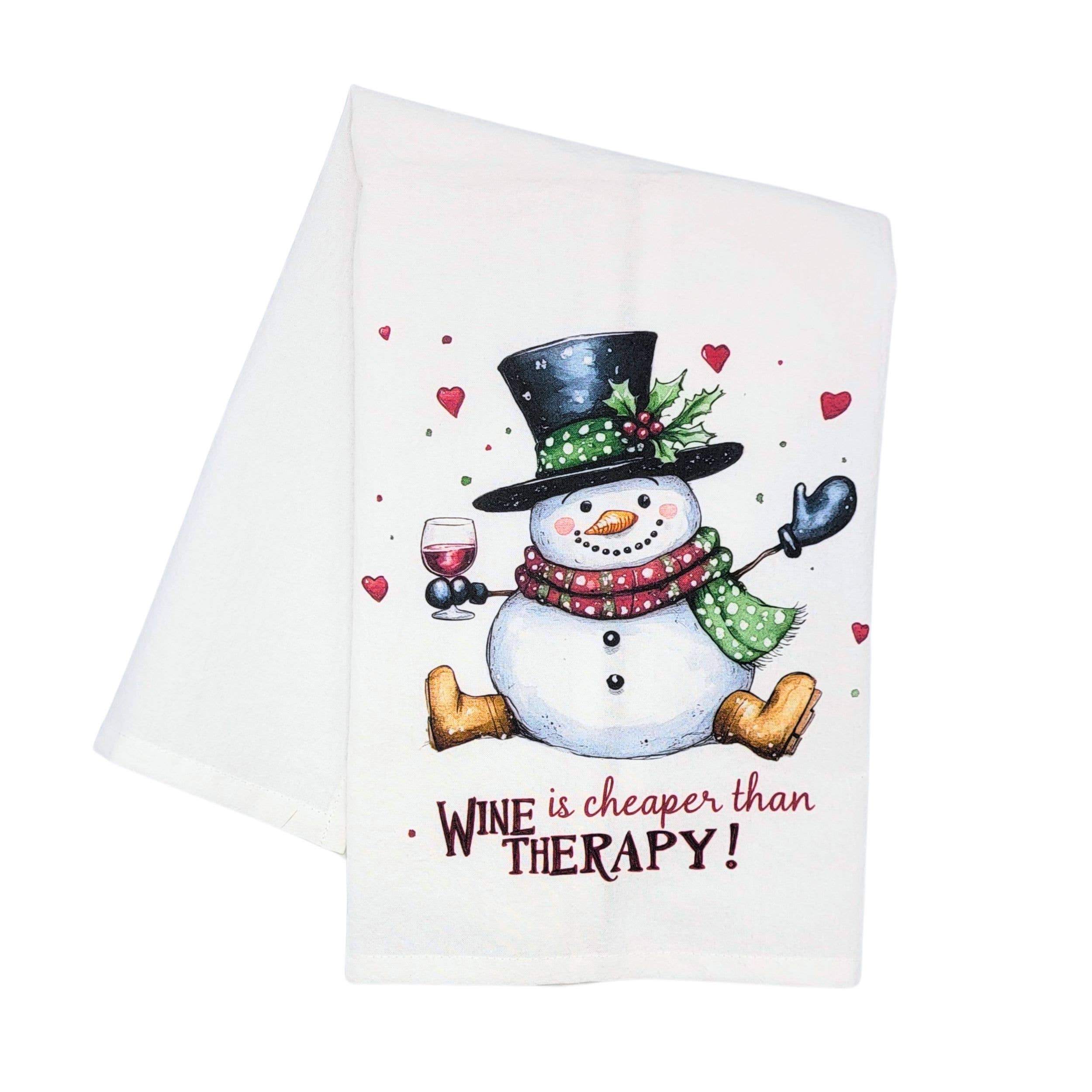 Driftless Studios - Wholesale Tea Towel - Wine Is Cheaper Than Christmas Tea Towels - 2025 Christmas0