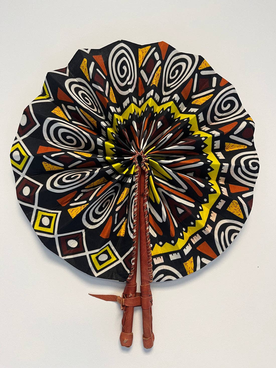 High crafty – wholesale Handheld folding fan – Colorful Fabric Fan | Handmade Folding Fan with Leather Hand2