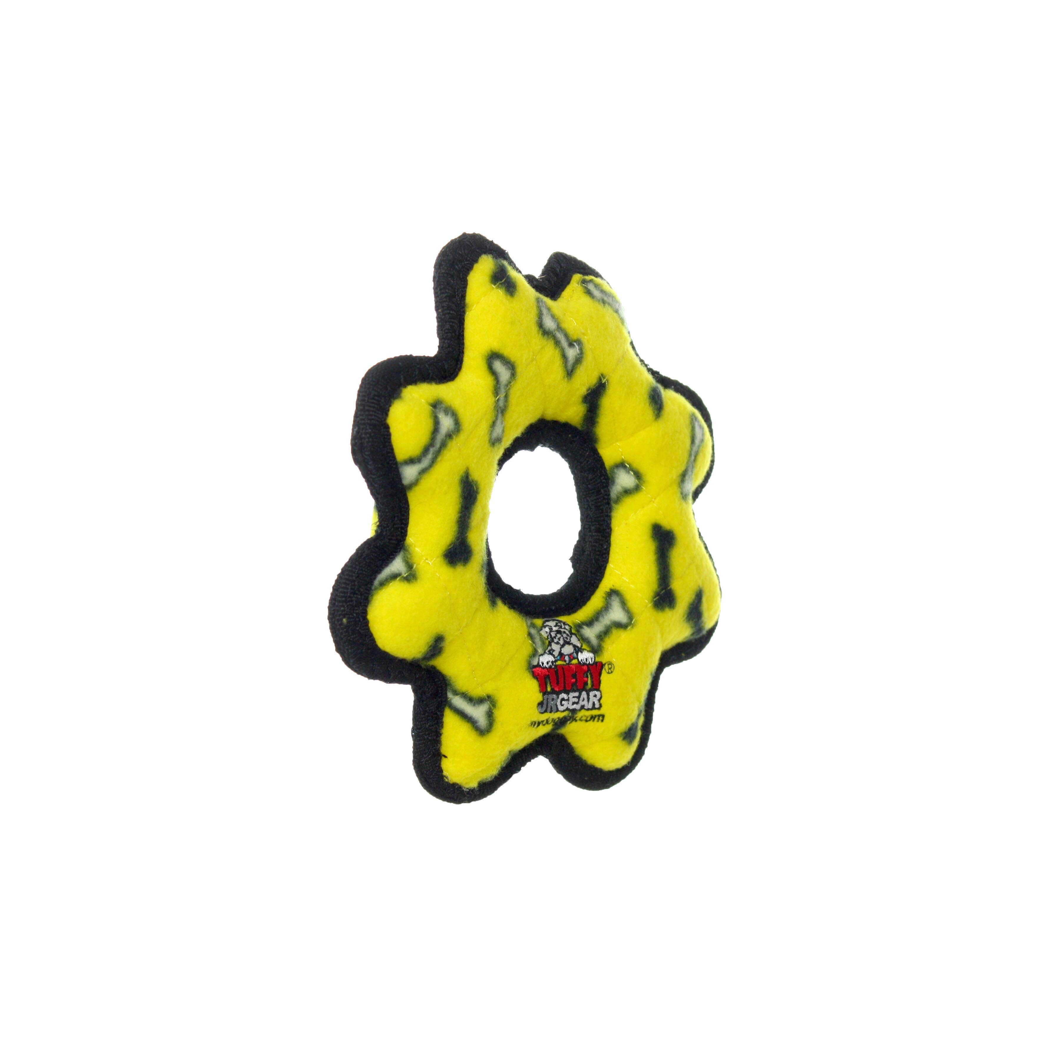 Tuffy Dog Toys - VIP Products - Wholesale Pet Squeaky Toy - Dog - Tuffy Jr Gear Ring - Yellow Bone, Durable, Squeaky Dog Toy1