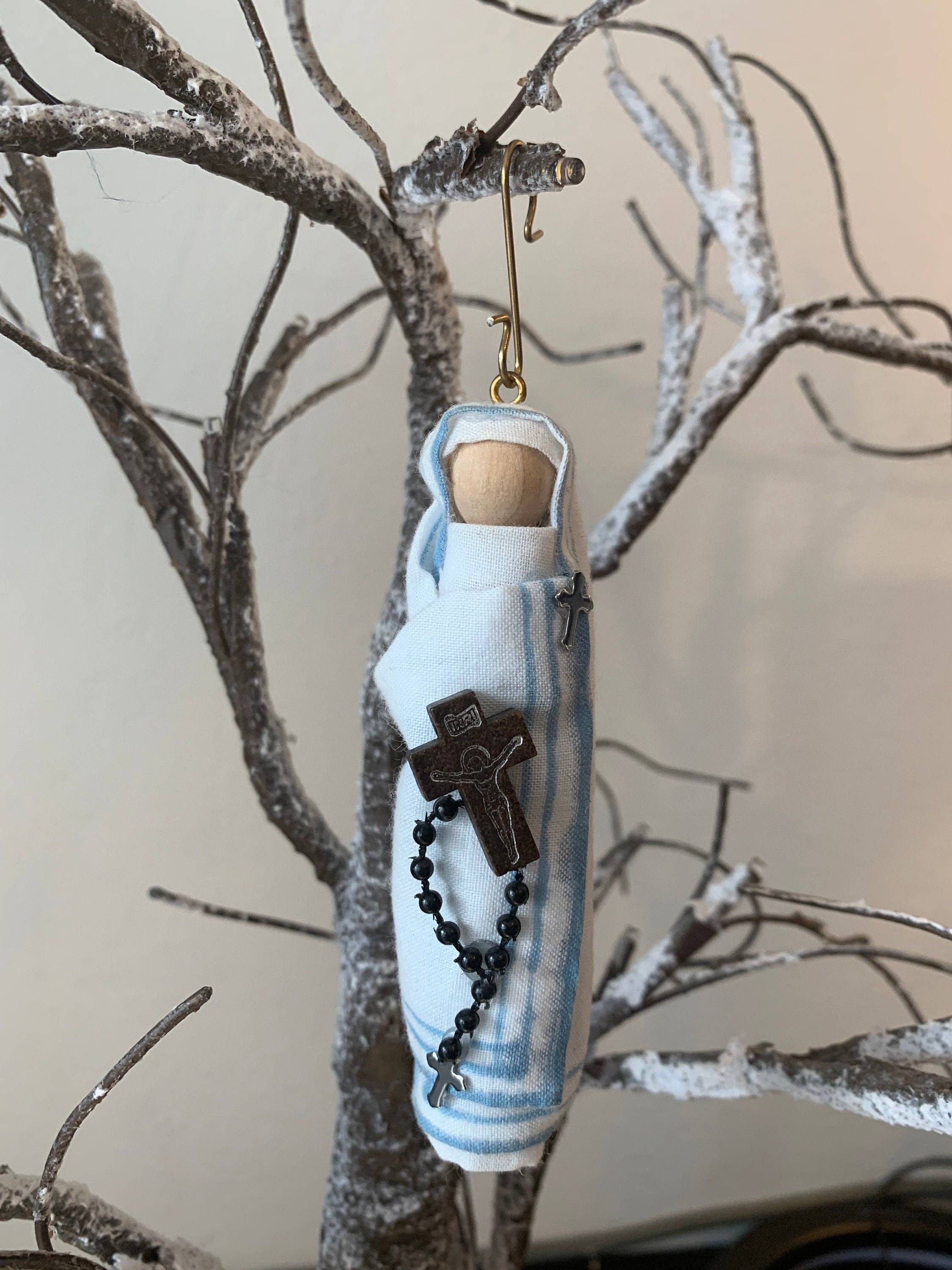 Our Saint Family - Wholesale Ornament - St. Teresa of Calcutta (Mother Teresa) Wooden Doll Ornament1