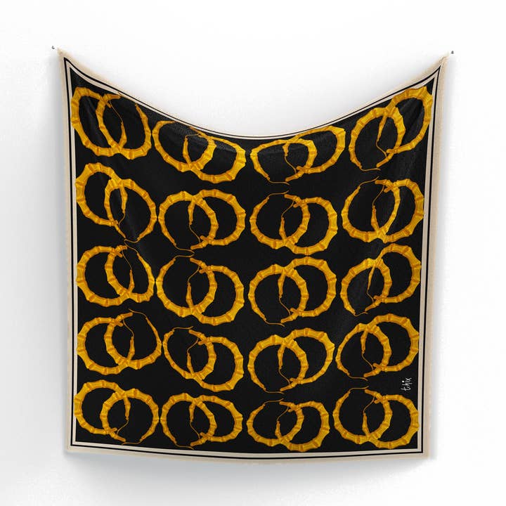 Bamboo Hoops Silk Scarf for wholesale by T. Hix Art