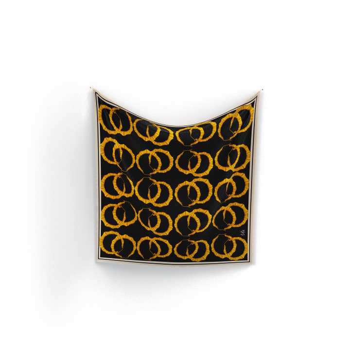 Bamboo Hoops Silk Scarf for wholesale by T. Hix Art