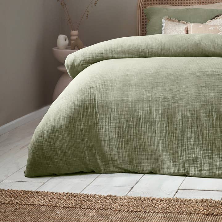 Lark Cotton Muslin Duvet Cover Set Eucalyptus for wholesale on Faire