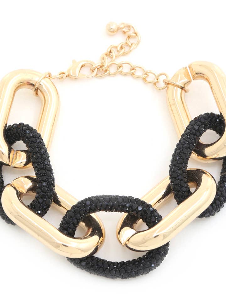 RHINESTONE OVAL LINK BRACELET TB-1433 for wholesale by anbfashion