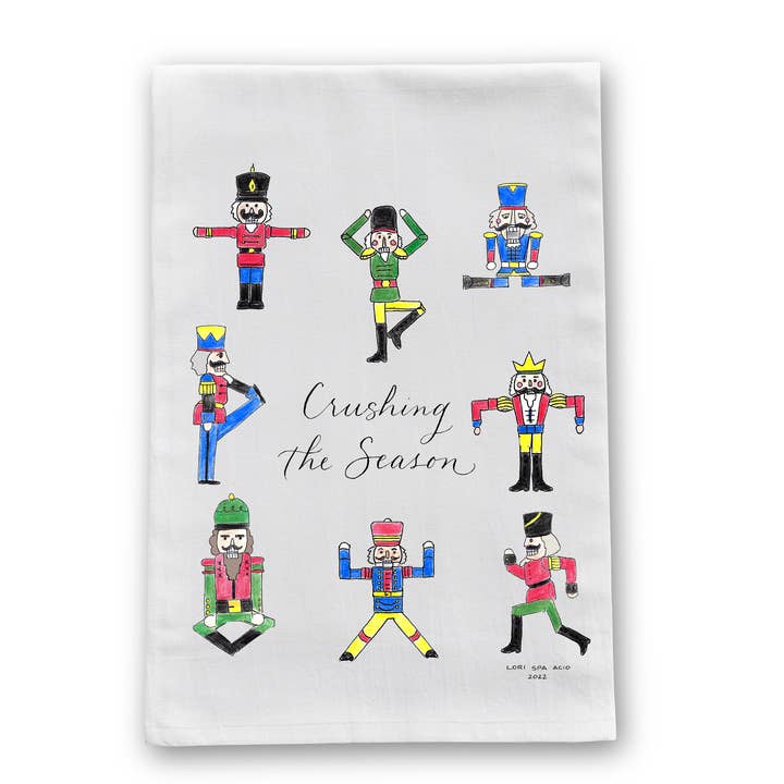 Crushing the Season Christmas Tea Towel for wholesale by The Write Occasion Calligraphy