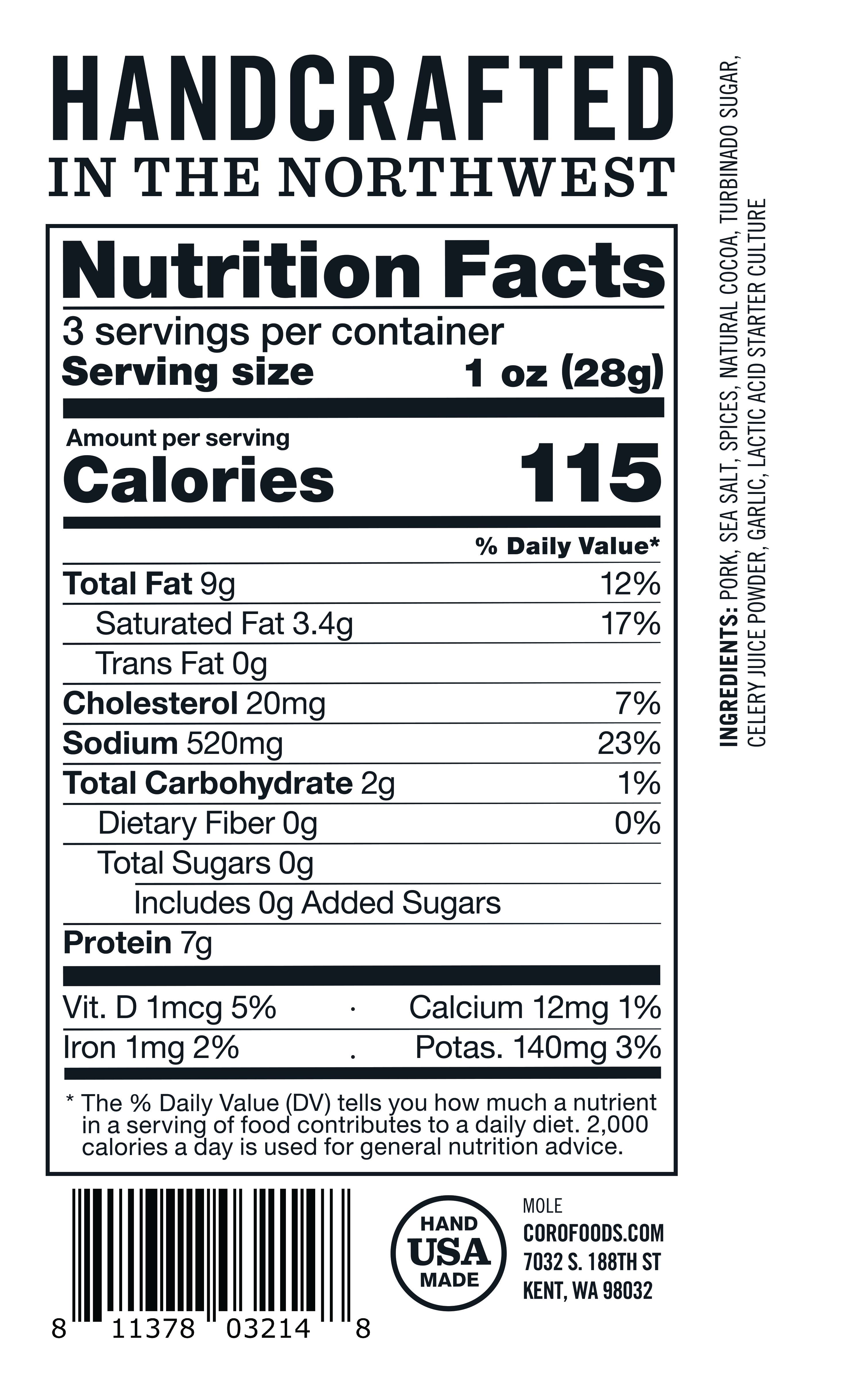 Coro Foods - Wholesale Salami - Sliced Pack Uncured Chipotle & Cocoa (Mole) Salami3