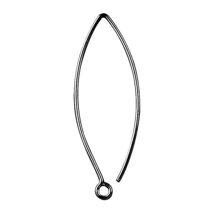 FR-109Sort Rhodiumbelægning Lang Marquise Ørebøjle til Smykkeproduktion for engroshandel hos Bali Designs