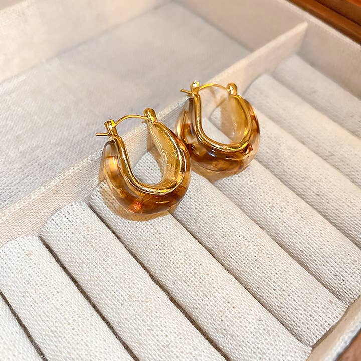 925 Silver Amber Hoop Earrings for wholesale by Revelari