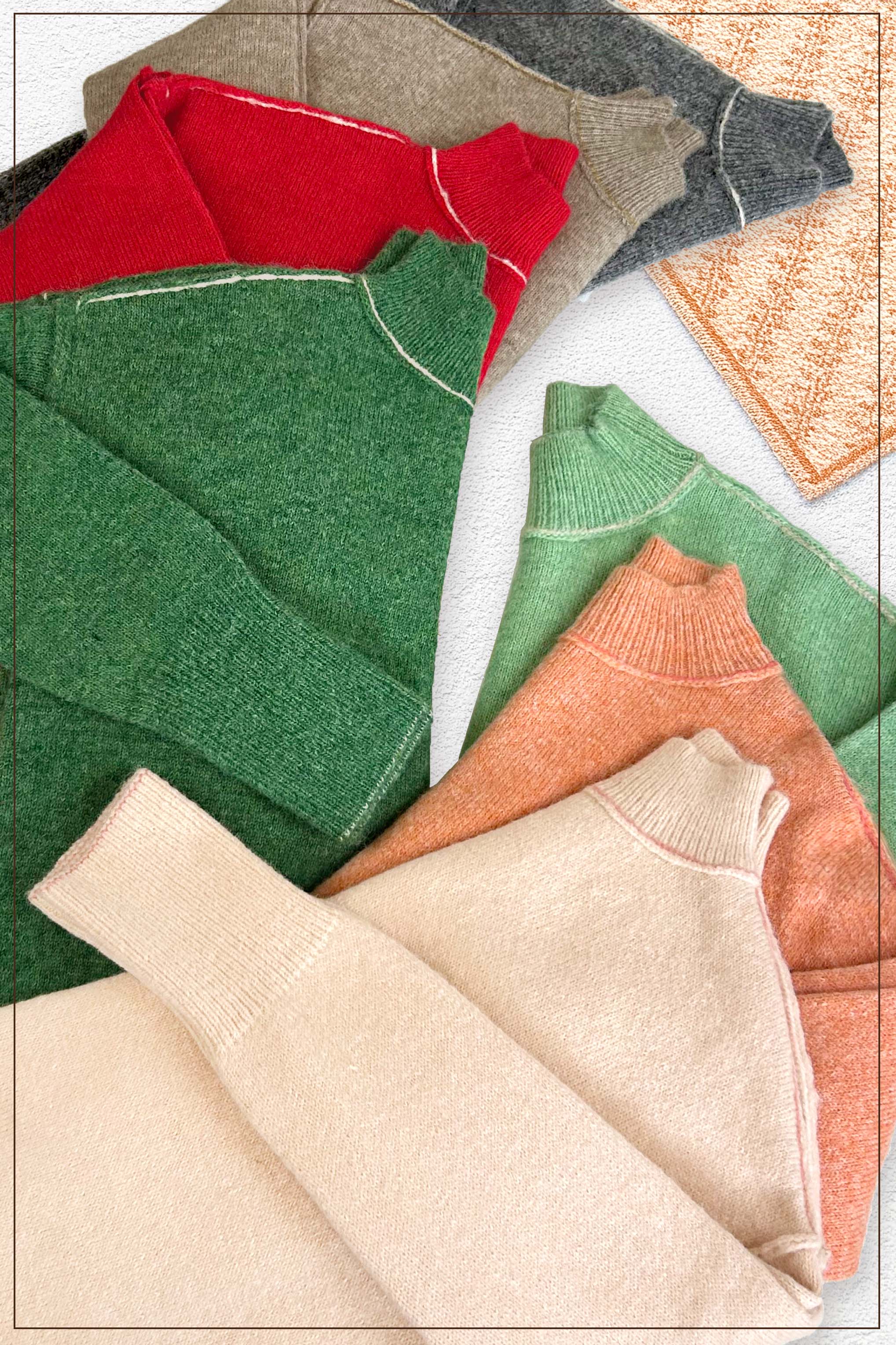 La Miel - Wholesale Knit Sweater - Women's - MCS3566-Loose Fit Mock Neck Exposed Seaming Detailed Sweater17