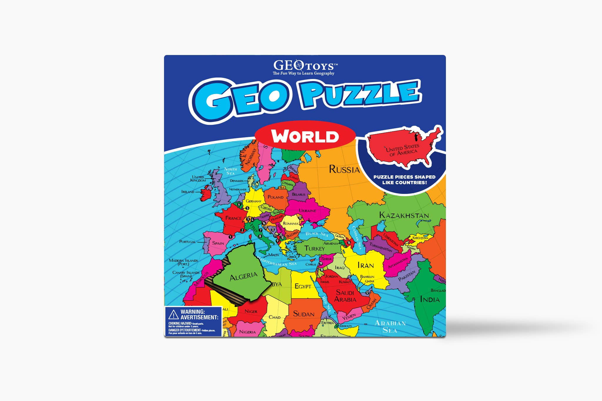 Geotoys - Wholesale Puzzle - Kids - Geotoys GeoPuzzle, 68 World Country Shaped Pieces1