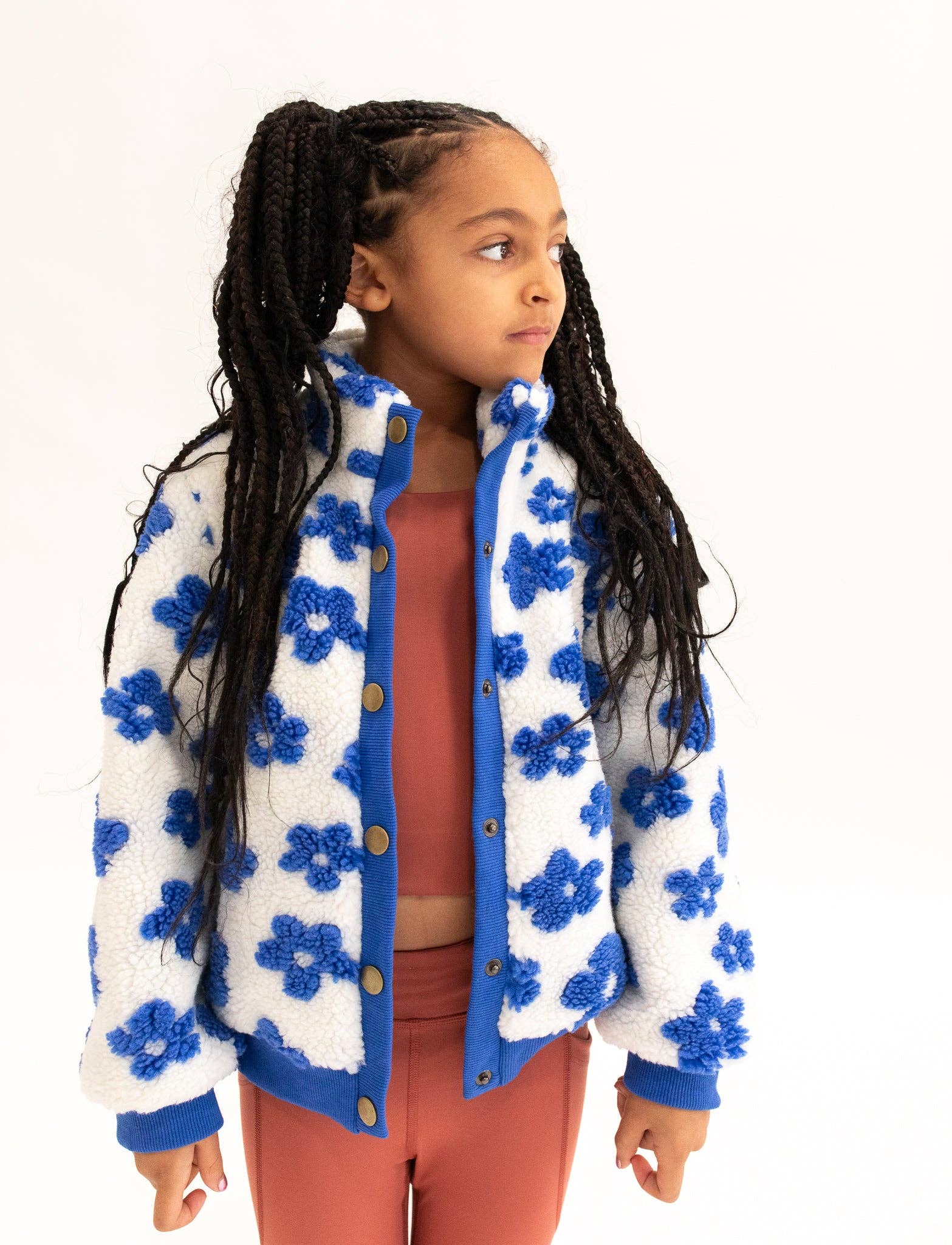 Everyway - Wholesale Jacket - Kids - Flower Power Fleece Jacket in Royal Blue