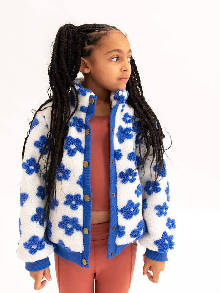 Flower Power Fleece Jacket in Royal Blue for wholesale by Everyway