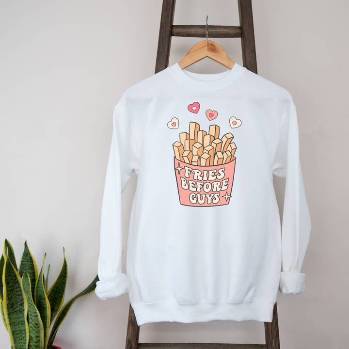 Valentines Gift Ideas, Funny Sweater,Fries before Guys Shirt for wholesale by JCK Finds