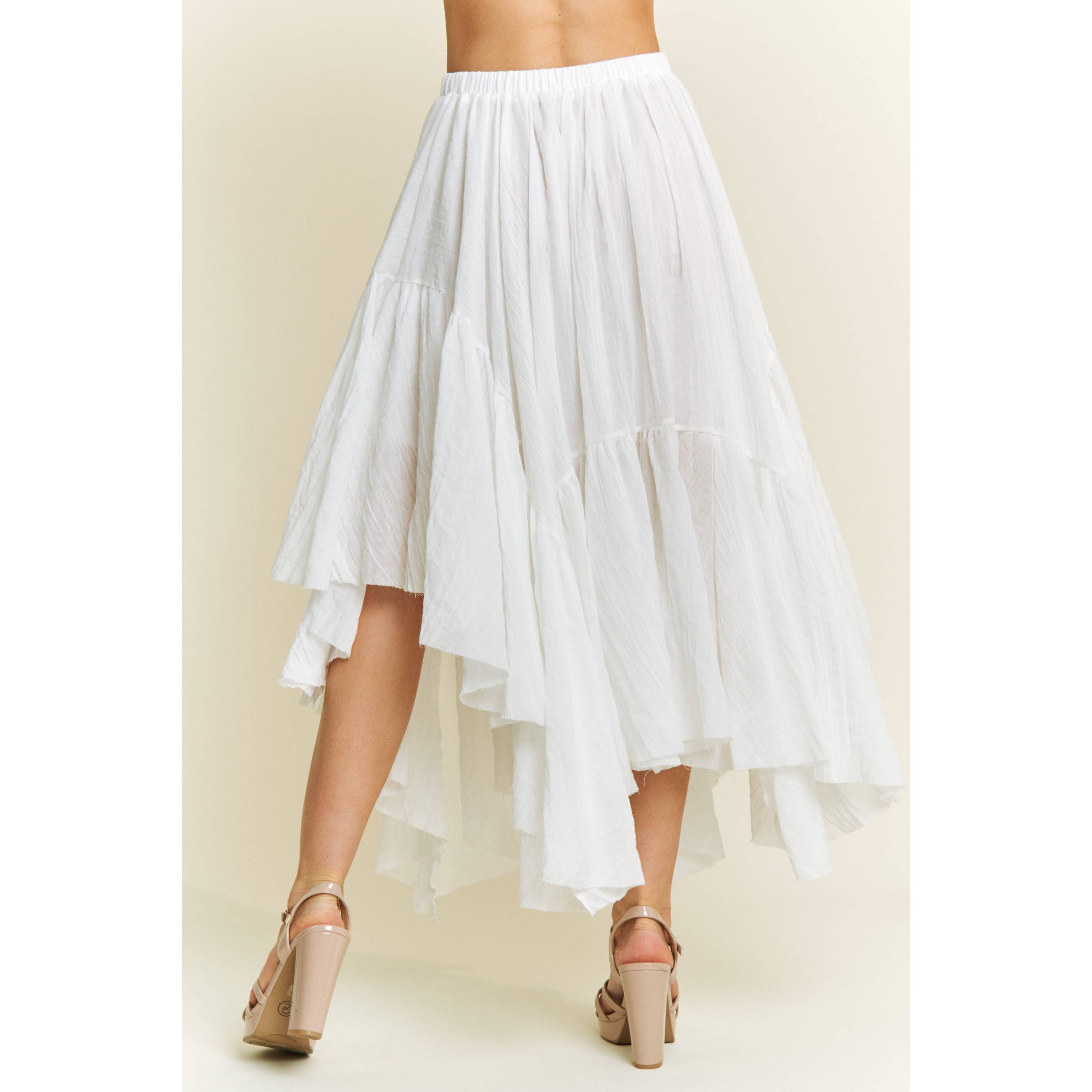 Sweet Generis - Wholesale Skirt - Women's -  Asymmetrical Raw-Edge Ruched Skirt - Charcoal20