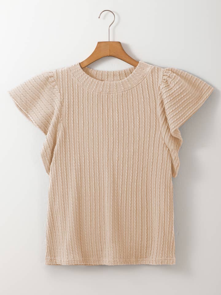 FULL TIME PURCHASE - Wholesale Knit Top - Women's - Solid Color Textured Flutter Sleeve Top10