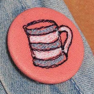 Cornish cuppa - pretty brooch for wholesale by Poppy Treffry