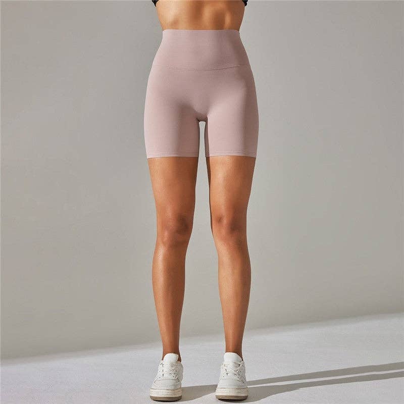 FurDecoration - Wholesale Athletic Shorts - Women's - Solid Color High-Waisted Elastic Sport Shorts5
