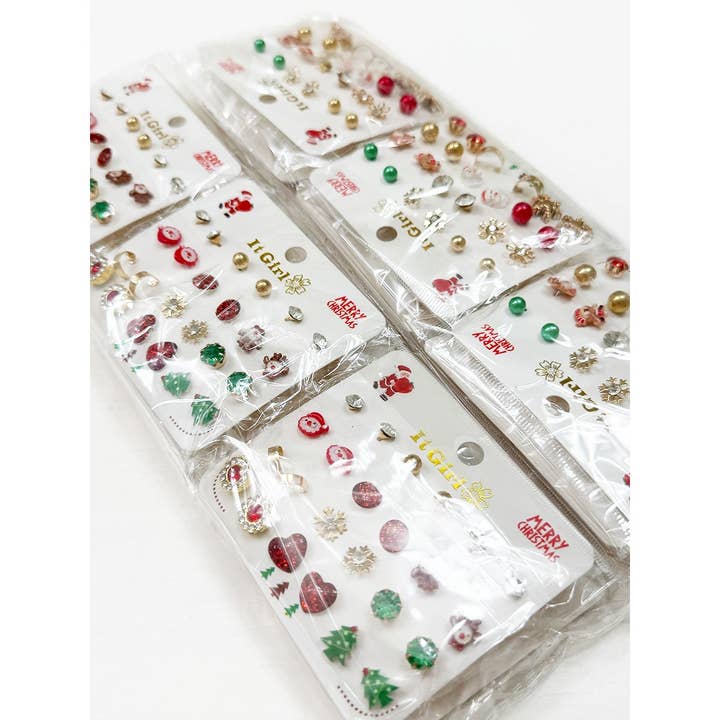 MIX COLOR Christmas Design Assorted Post Earrings for wholesale on Faire6