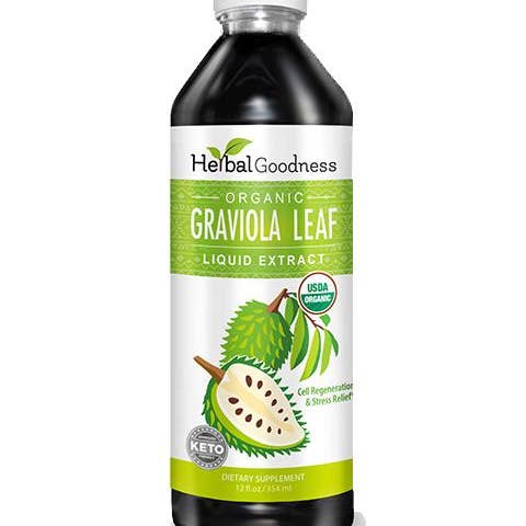 Herbal Goodness – wholesale Oralt tillskott/Vitamin – Graviola (Soursop) Leaf Extract - Ekologisk - Flytande 12oz - 15X styrka - hälsosam cellfunktion, immunitet och avkoppling - växtbaserad godhet