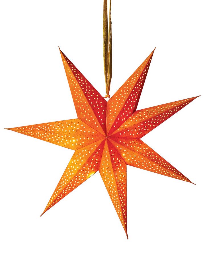 7-Arm Mustard Velvet Star With Glitter & Led's for wholesale by Namaste