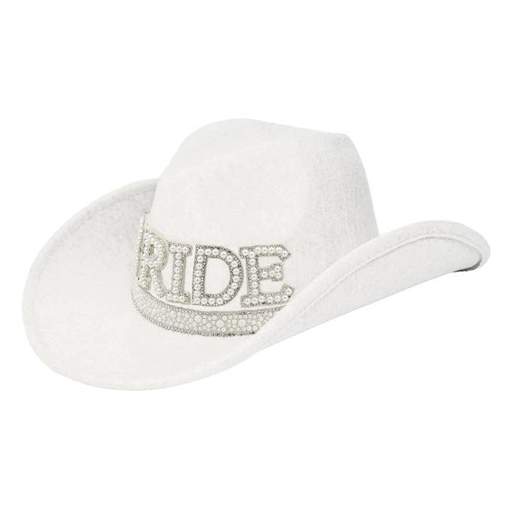 Vegan Felt-Made BRIDE Pearl Cowboy Hat and other Purchase wholesale hen party accessories. Free returns & net 60 terms on Faire trending on Faire.