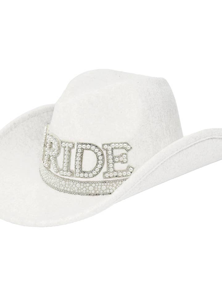 Vegan Felt-Made BRIDE Pearl Cowboy Hat and other Purchase Wholesale bride to be. Free Returns & Net 60 Terms on Faire trending on Faire.