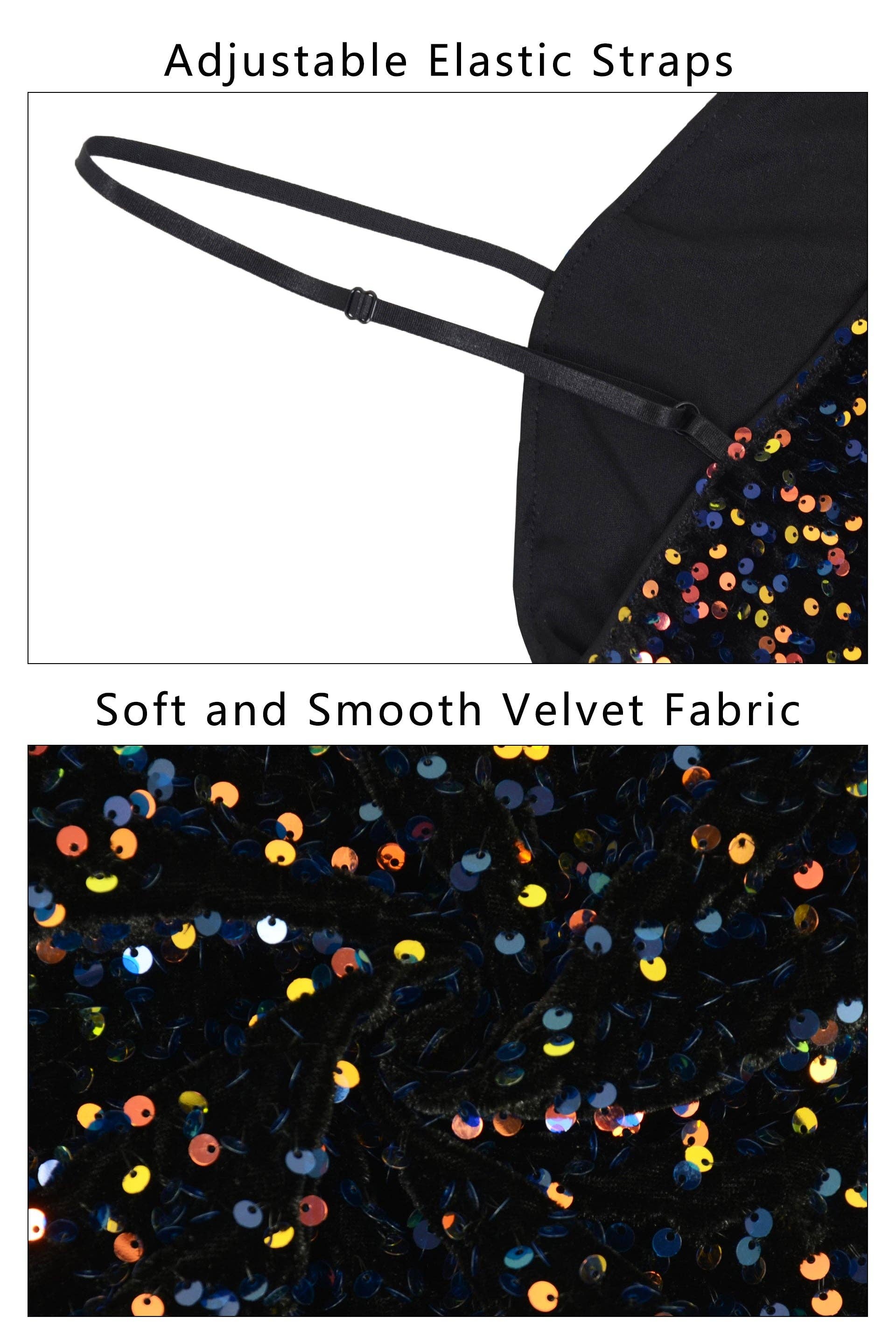 Anna Kaci Wholesale - Wholesale Camisole - Women's - Sparkly Sequin Cami Tops Crop Club Party Glitter Spaghetti41