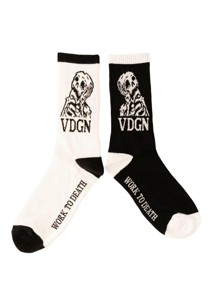 Work To Death Crew Socks for wholesale by Vardagen