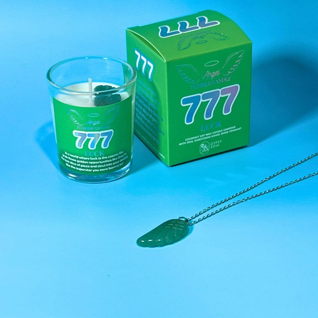 Gypsy Soul - Vente Bougie en bocal - Bougie Lotion Numéro d'Ange avec Pendentif Ange Pierre Précieuse Aile23