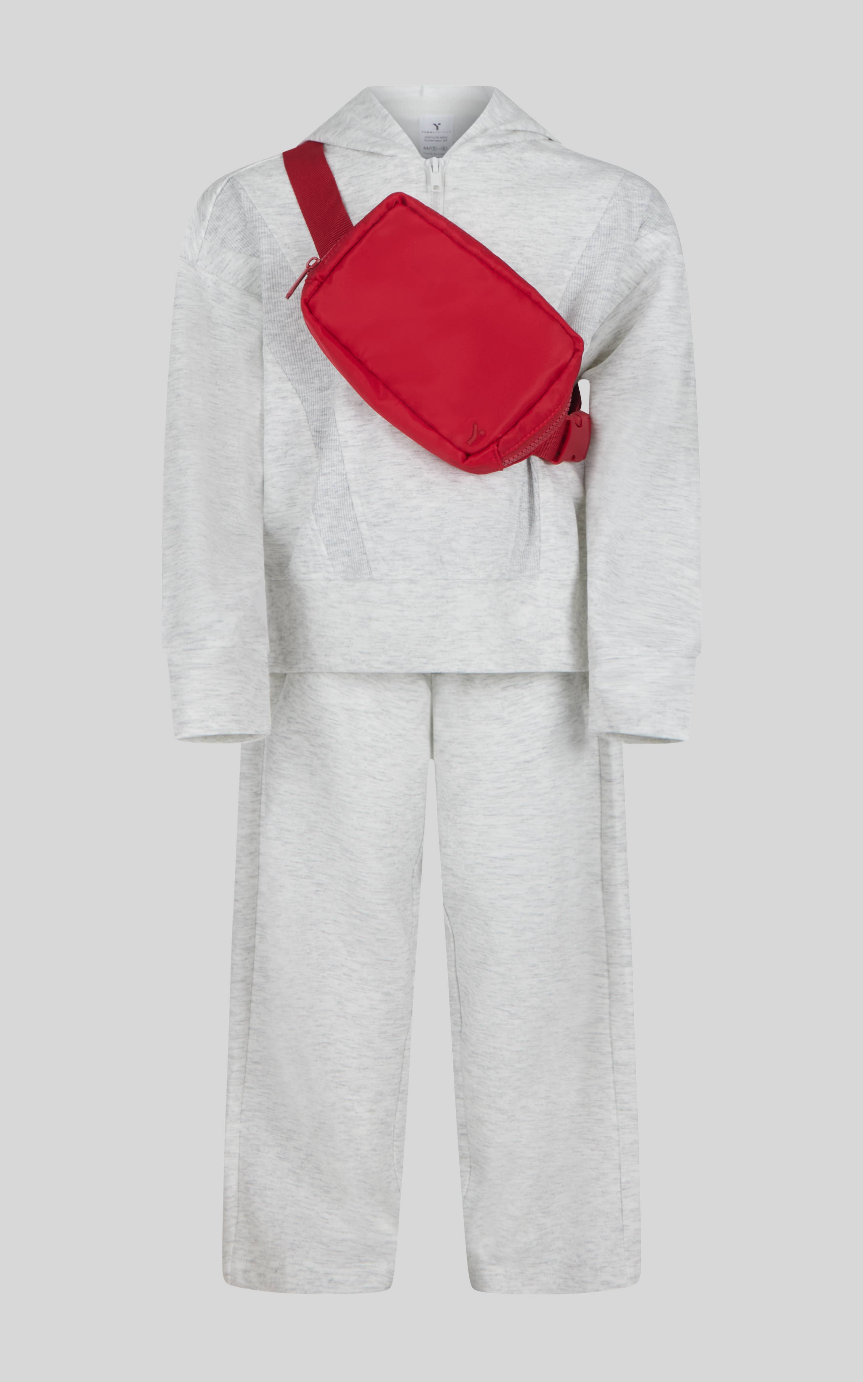 90 Degree by Reflex & Yogalicious - Wholesale Top & Pant Set - Kids - Little Girls Half Zip Hoodie, Wide Leg Pant, Fanny Bag  Set2