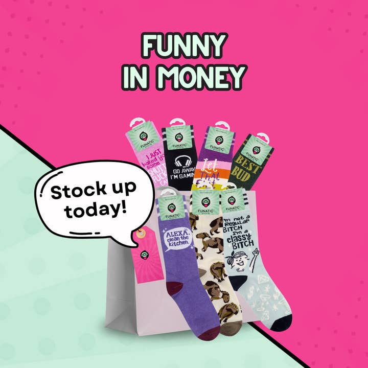 Funatic - About Face Designs - Nice Enough Merch Co – wholesale Strumpor - Unisex – Gå iväg, jag spelar strumpor | Snäsig | Rolig Unisex | Funatic4