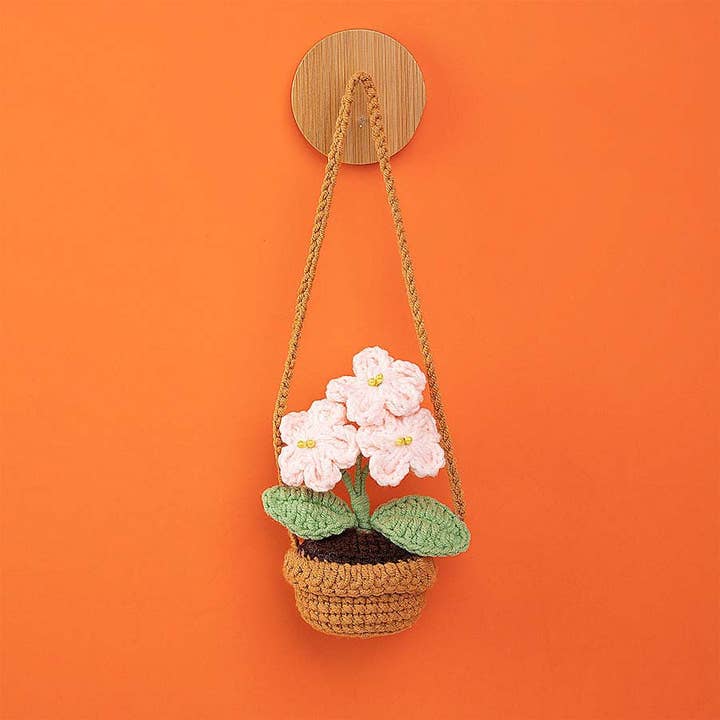 Anh2 LTD - Wholesale Car Decorative Charm - Unisex - Crochet Forget Me Not Flower Plant Basket Car Mirror Hanging5