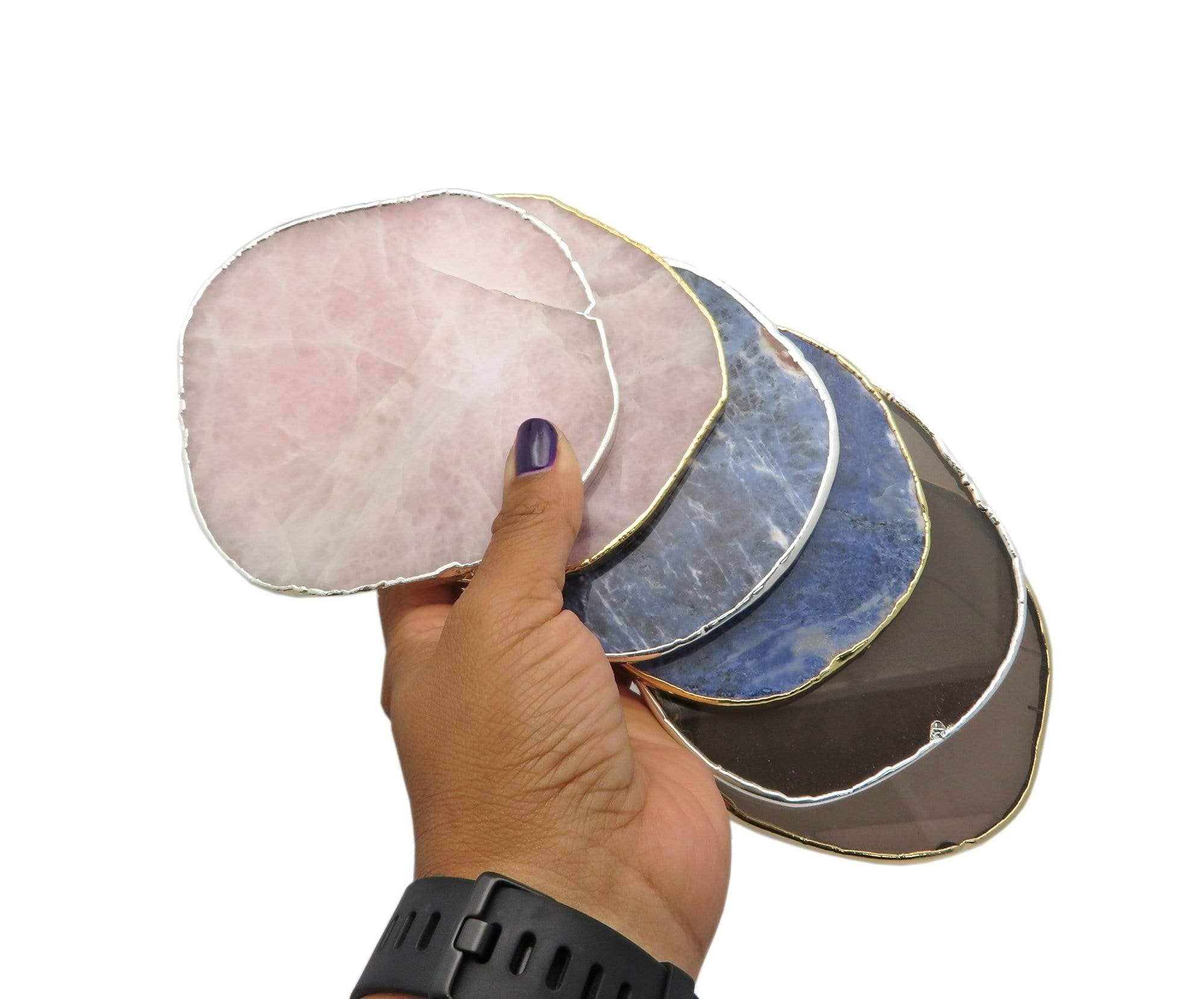 Rock Paradise - Wholesale Coasters - Crystal Stone Coasters Silver/Gold Plated Set of 45