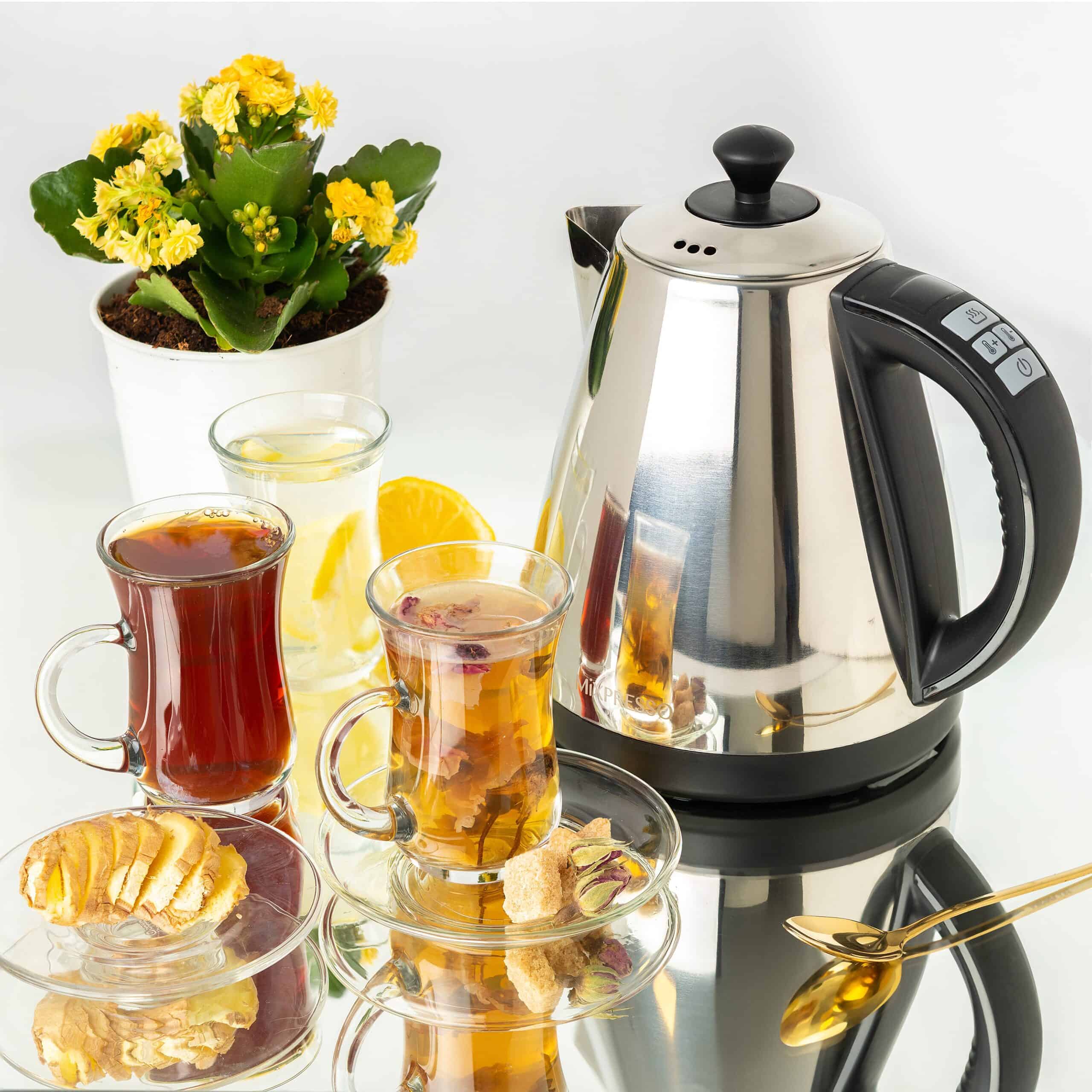 Mixpresso - Vente Bouilloires électriques - Bouilloire Électrique Mixpresso avec Contrôle de Température, Bouilloire Électrique pour Eau Chaude, Sans Fil, Capacité de 1 Litre, Maintien au Chaud & Indicateur LED, Arrêt Automatique, Protection Contre l'Ébullition à Sec, Bouilloire Électrique en Acier Inoxydable3