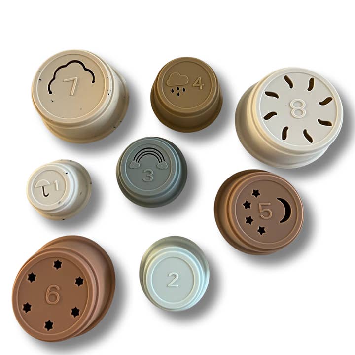 Chewable Charm - Wholesale Stacking Rings Game - Baby - Silicone Teether Stacker Cups1