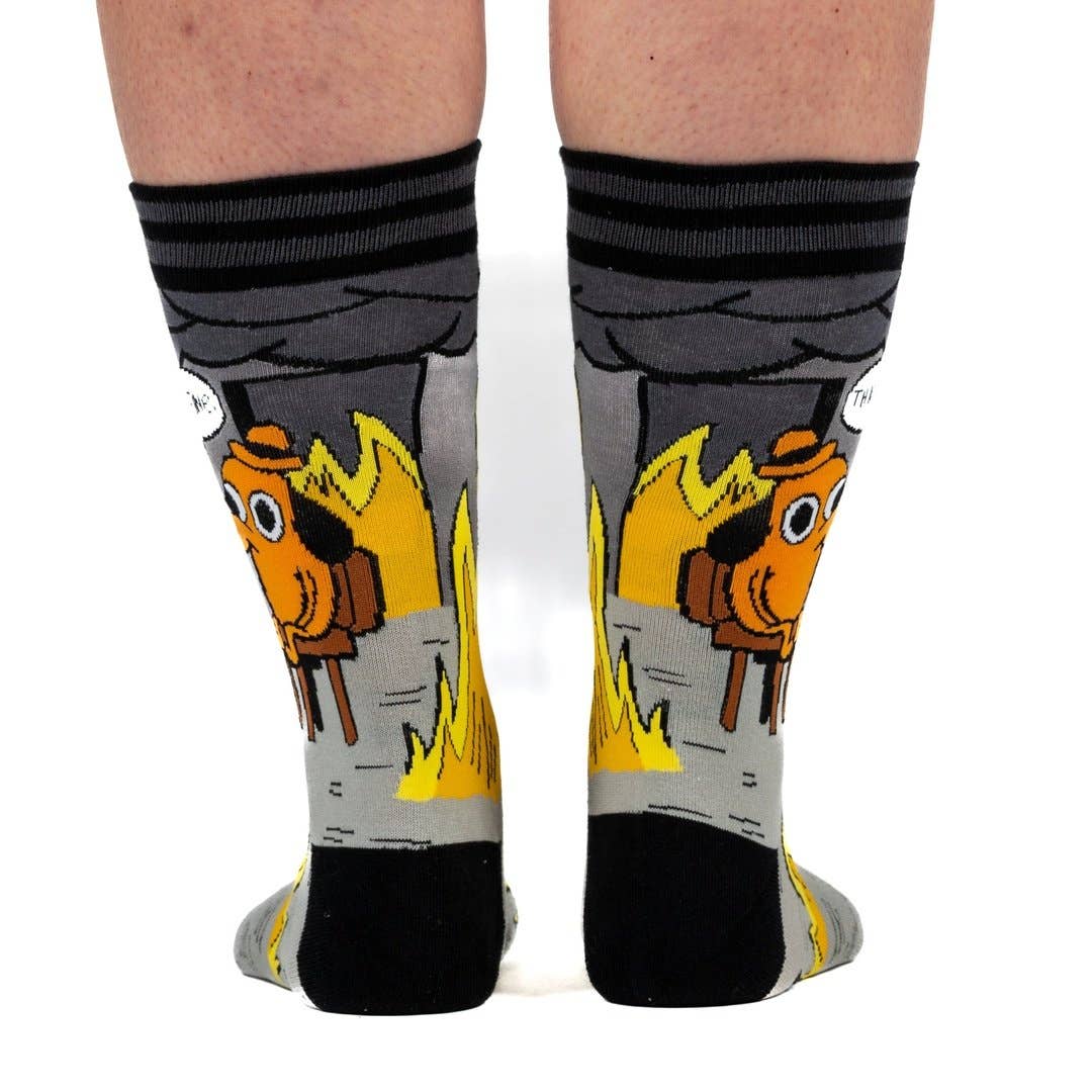 FootClothes LLC - Wholesale Socks - Unisex - This is Fine: Noir Edition Crew Socks7