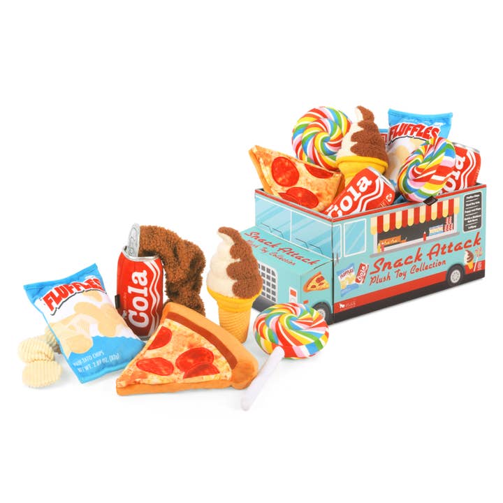 P.L.A.Y. Pet Lifestyle and You - Wholesale Pet Plush Toy - Dog - Snack Attack - 15-pc Set with FREE Display