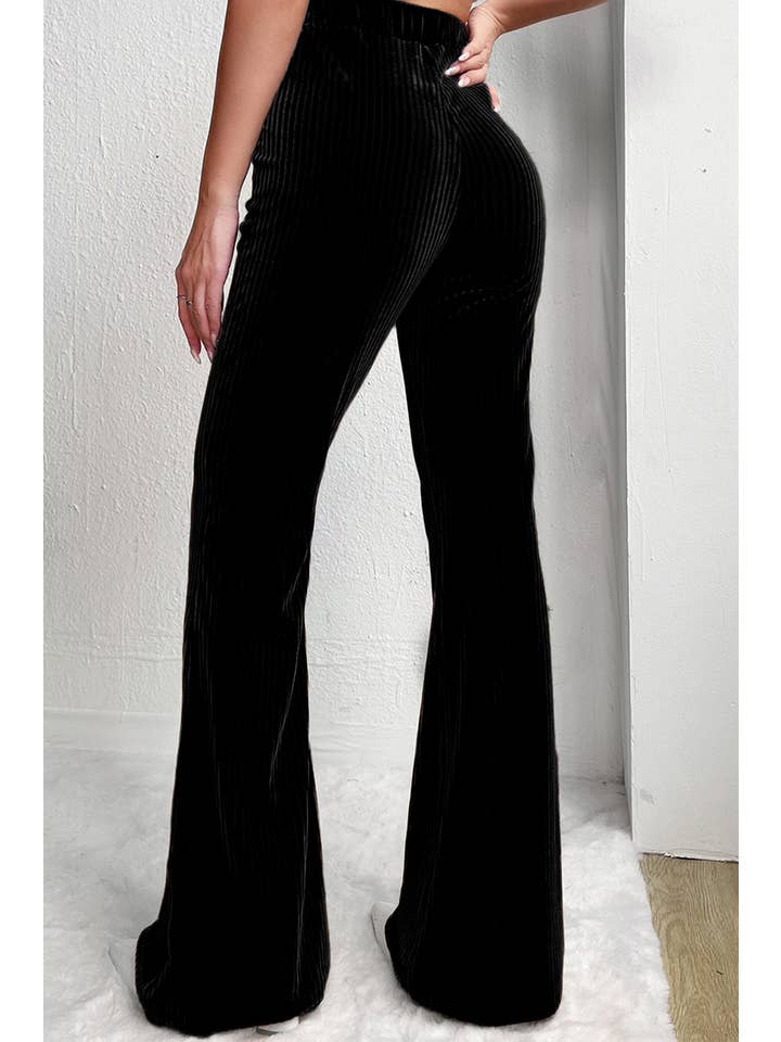 Black Corduroy High Waist Flare Pants for wholesale on Faire