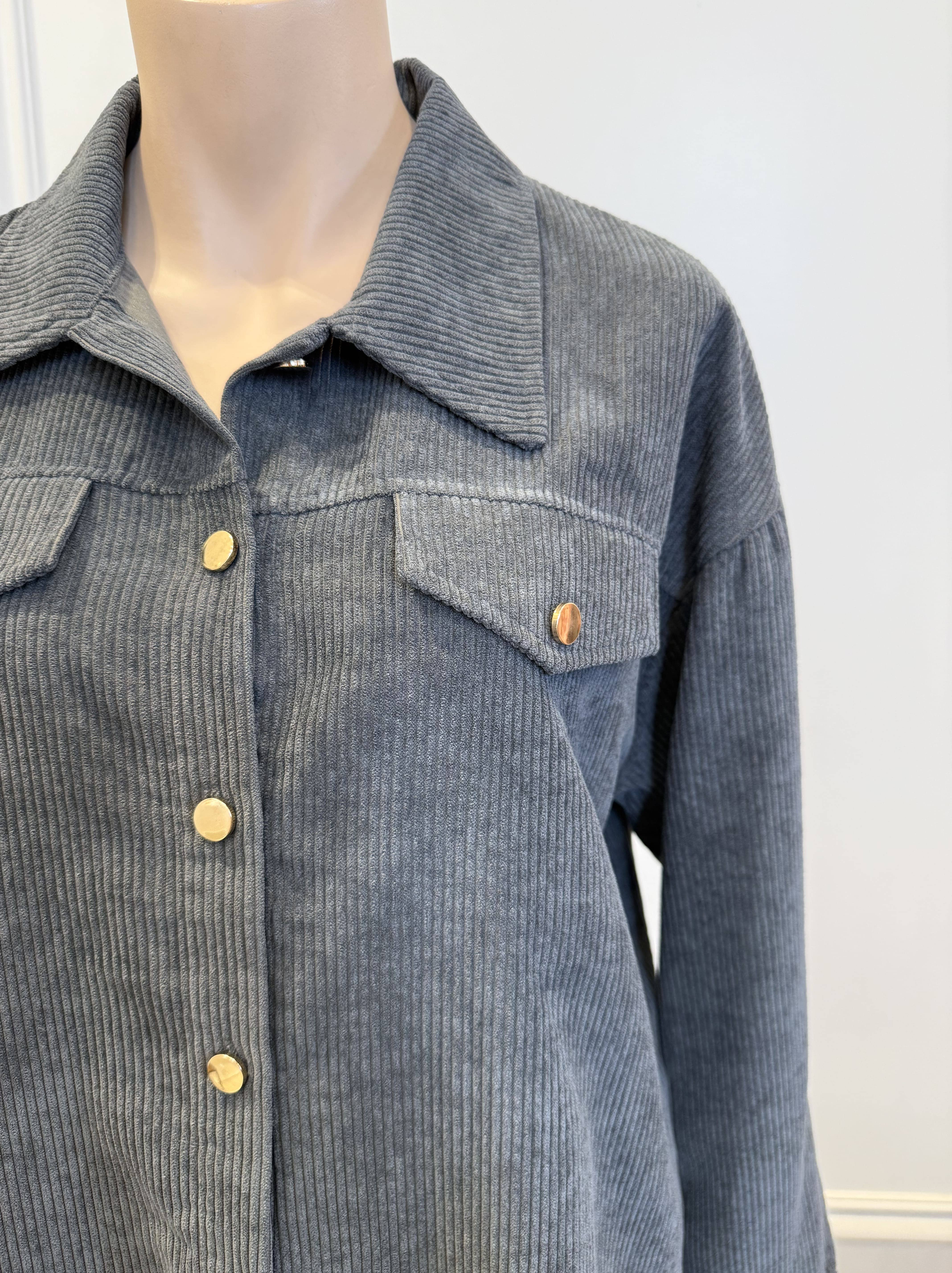 LOVIE & CO - Wholesale Outerwear - Maternity - Corduroy overshirt with patch pockets - 72926-LORIS1