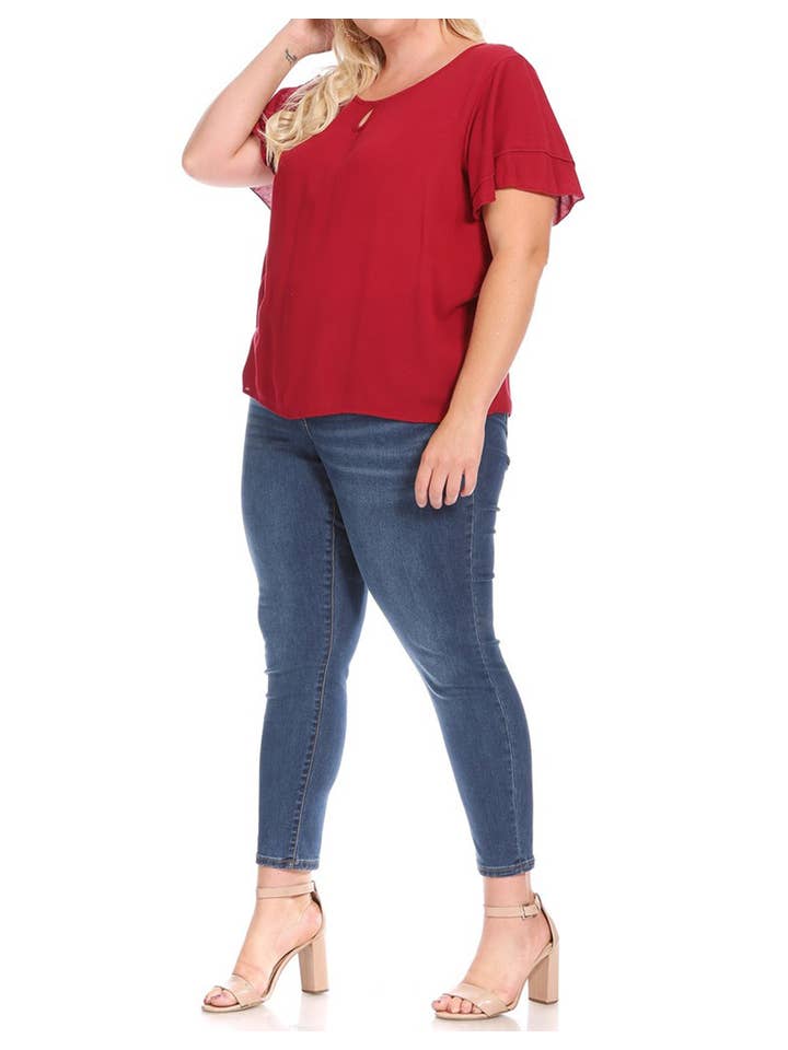 MOA COLLECTION - Wholesale Blouse - Women's - Women's Plus Size Short Sleeve Round Neck Blouse Top7