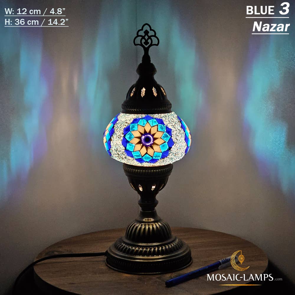 Mosaic Lamps - Vendita all'ingrosso Lampada da scrivania/d'accento - Lampada da tavolo turca a mosaico media con globo, artigianale, disponibile in 10+ colori4